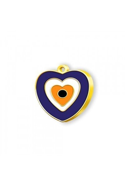 Genel Markalar 24 Ayar Altın Kaplama Nazar Boncuğu Büyük Künye - Turuncu