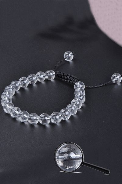 Tesbih Atölyesi A Quality Transparent Natural Crystal Quartz Bracelet - Certified