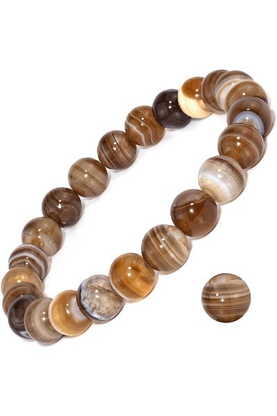 Tesbih Atölyesi Certified Aaa Quality Natural Botswana Agate Stone Bracelet
