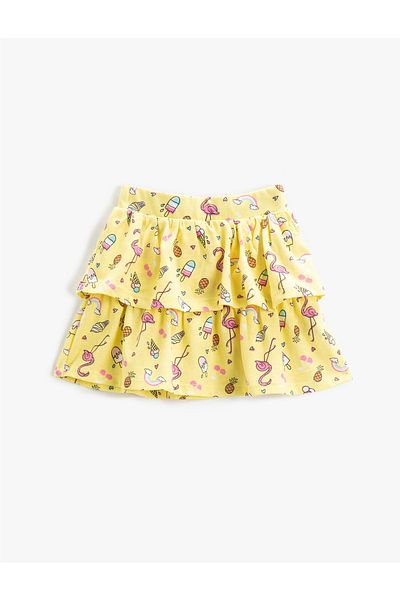 Koton Patterned Skirt Ruffled
