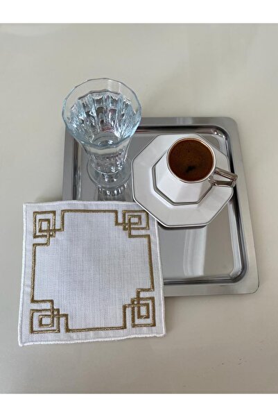 LİNDA MİA Bela geometrijska Vezena koktel salveta - jedna