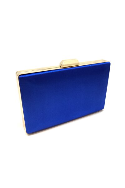 aysrbag Женска вечерна рокля Sax Blue Satin - чанта с златна верижка