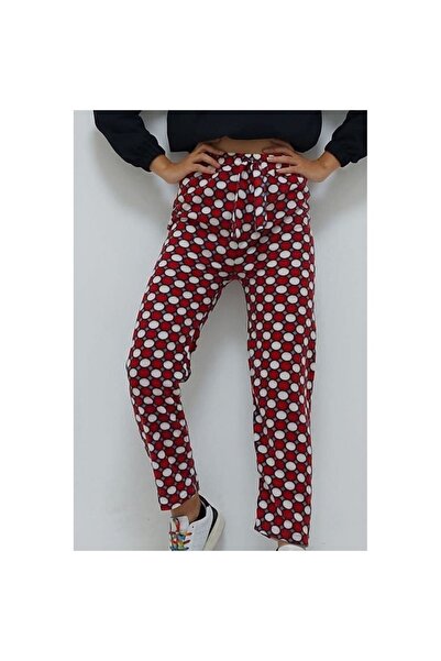 Bkmc Yuvarlak Desenli Pijama Altı Kırmızı ( (hera))