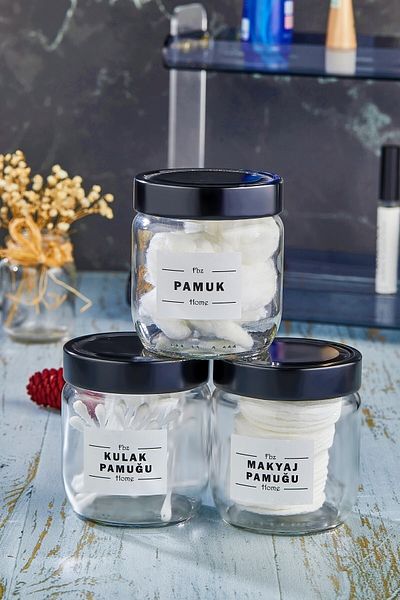 FBZhome Set of 3 Decorative Glass Ear Cotton & Cotton & Makeup Cotton Organizer 425 Ml