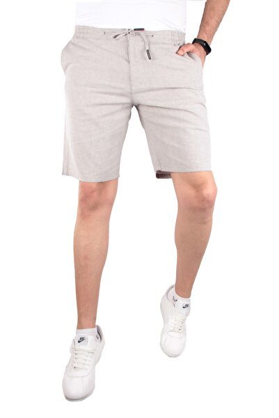 Genel Markalar Erkek Likralı Beli Lastikli Keten Bağcıklı Yan Cep Şort