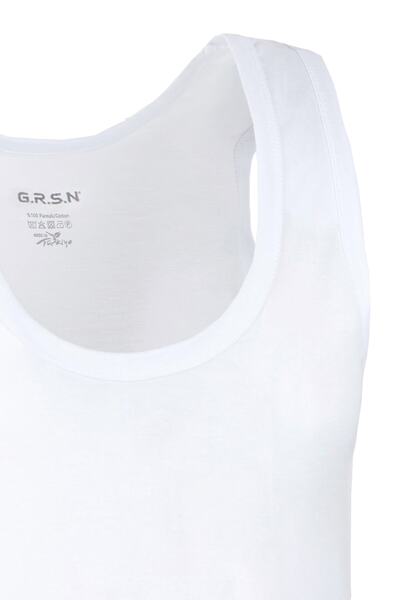 GRSN Pack of 6 Men's White 100% Cotton Soft Breathable Natural Rib Tank Top