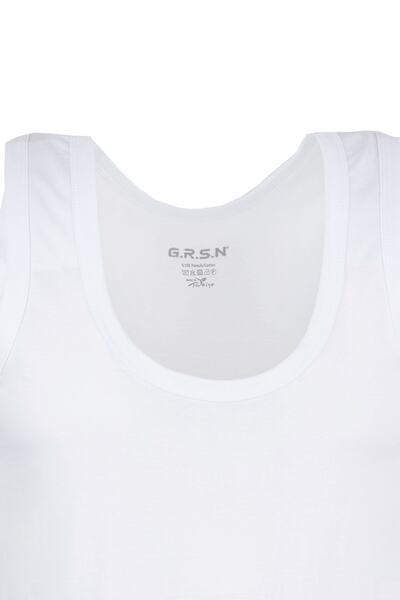 GRSN Pack of 6 Men's White 100% Cotton Soft Breathable Natural Rib Tank Top