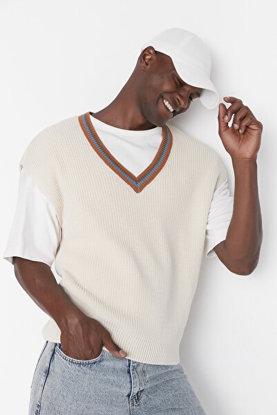 Trendyol Collection Sweater Vest - Beige - Oversize