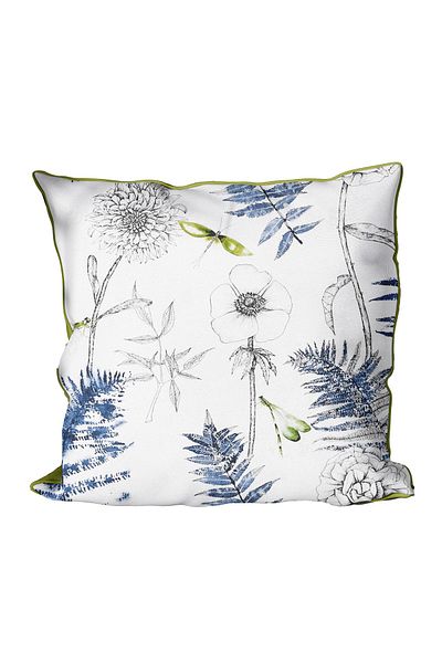 Alacastore Husă de pernă decorativă cu model de flori și frunze albastre