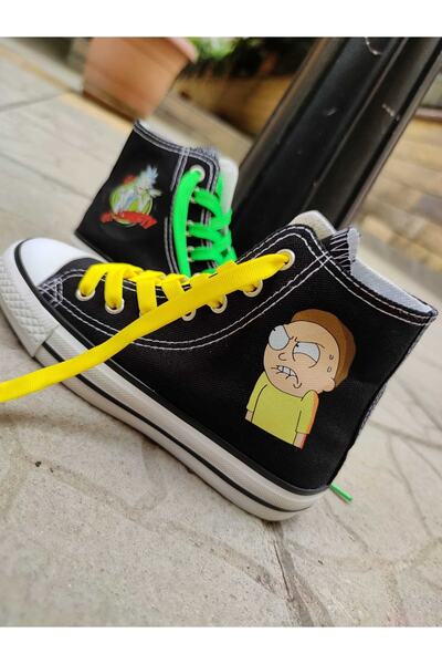 MECH BUTİK Unisex Günlük Kadın-erkek Siyah&beyaz Bilekli Rick And Morty Baskı...