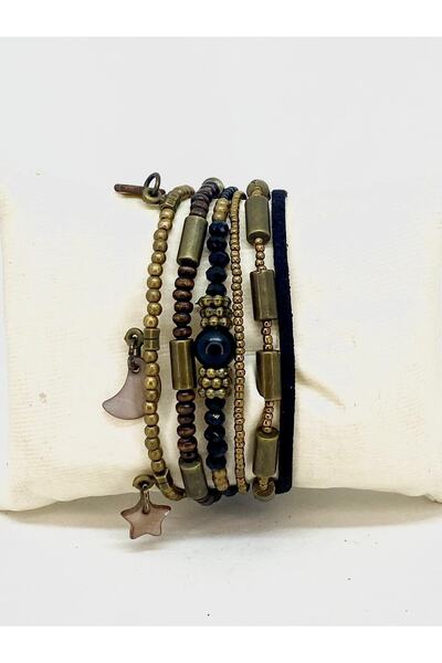 etniko Special Design Handmade Beaded Multiple Women's Bracelet