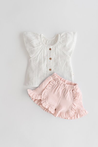 Banamio بدلة Monnie Baby Girl بكشكشة ومفصلة من الموسلين