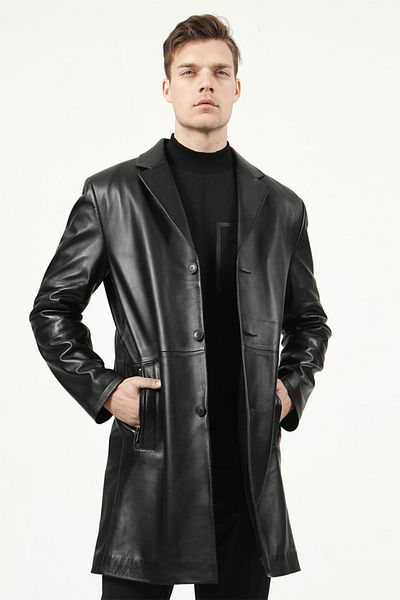 Dericlub E-2031 Genuine Leather Men's Trench Coat