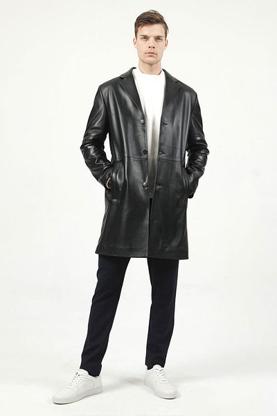 Dericlub E-2031 Genuine Leather Men's Trench Coat