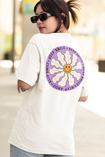 SUNFREE Λευκό μπλουζάκι Oversize - Smile Printed