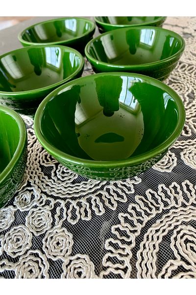 Yiğit Seramik Züccaciye Green 6-Piece Mini Sauce Bowl