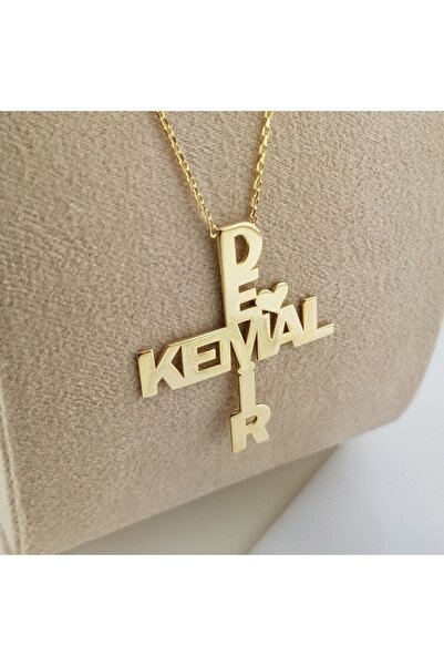 Altınmarketim 925 Ayar Altın Kaplama Iki Isimli Gümüş Kolye