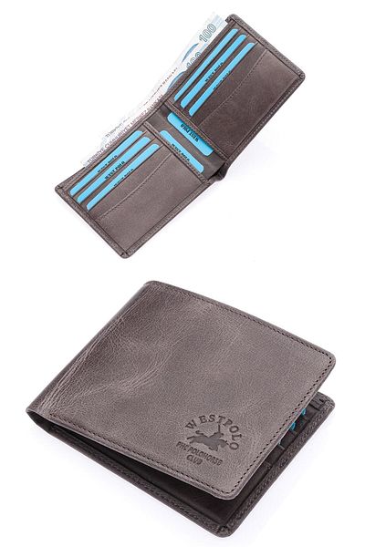 Fiyaka Wp-1617 Unisex Γνήσιο Πορτοφόλι/Θήκη Κάρτας Γκρι