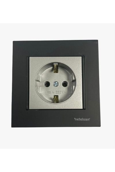Netelsan Byobu Black Matte Silver Grounded Socket