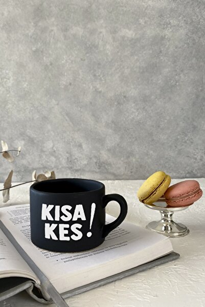 Vivas Kısa Kes Siyah Espresso Fincanı Kahve Kupası Kupa Bardak Kahve Fincanı