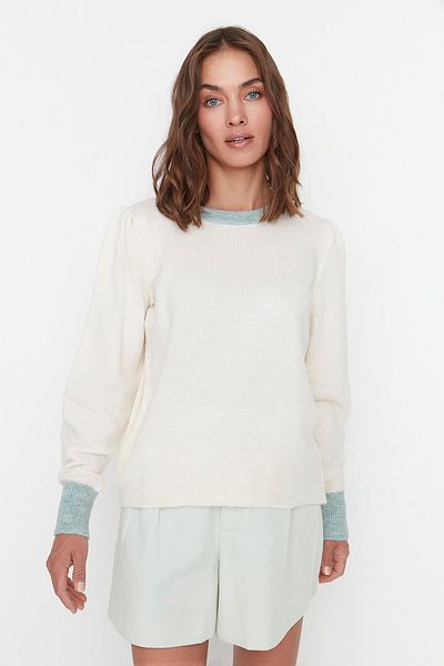 Trendyol Collection Ecru Balloon Sleeve Knitwear Sweater TWOAW23KZ00676
