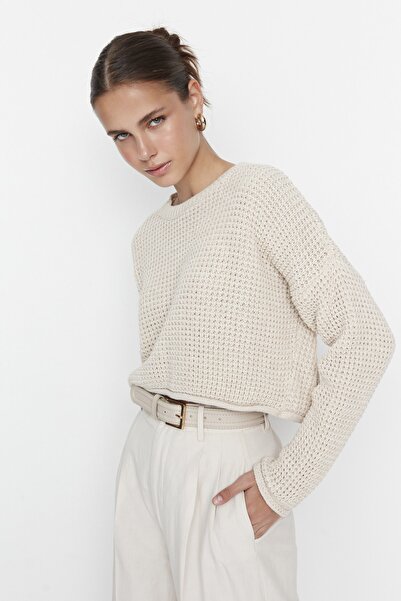 Trendyol Collection Sweater - Beige - Oversize