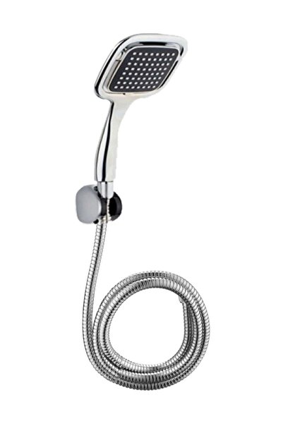 MOONSHOP Siyah Kare Banyo Duş Seti Hortum Mafsal Ve Başlık Set