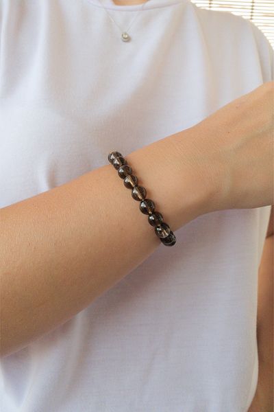 Lalibo Unisex Natural Stone Bracelet Smoky Quartz Energy Stone Compatible with All Chakra and Zodiac Signs