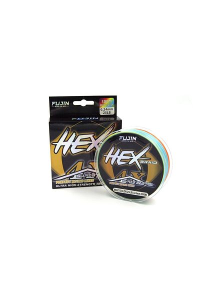 Fujin Hex Braid 4X 300Mt Multicolor Pe Ip Fishing Line 0.18 mm