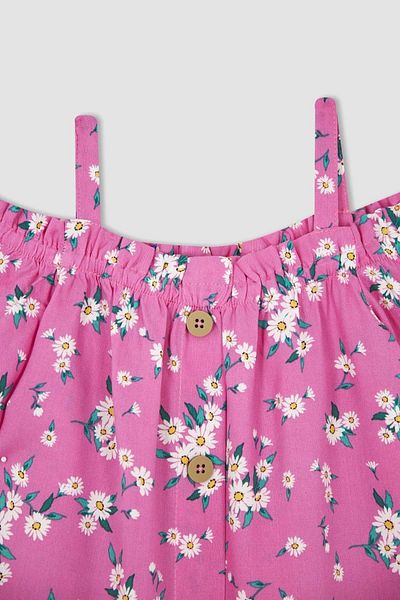 DeFacto Girl's Floral Patterned Short Sleeve Blouse
