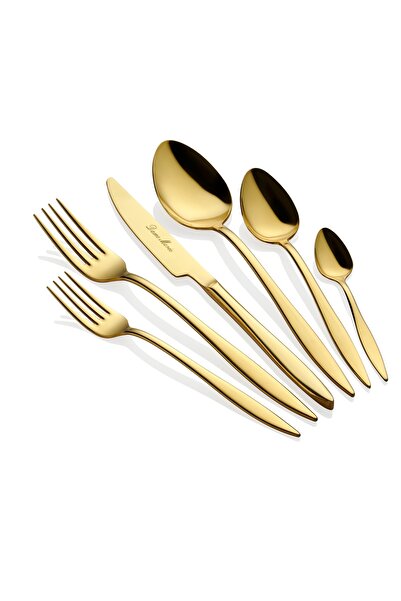 Dame Marie Arles 36 Pieces Gold Fork Spoon Knife Set for 6 Persons