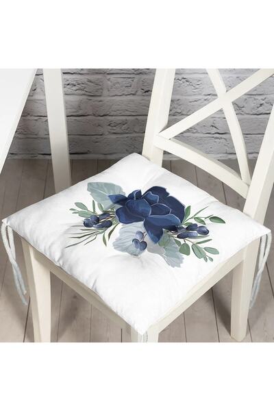 Realhomes Pastel Mavi Gül Desenli Dijital Baskılı Modern Pofidik Sandalye Min...