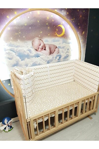 bebek_iklimi طقم واقي سرير أطفال مقاس 60 × 120 بنمط متعرج ناعم 4 قطع