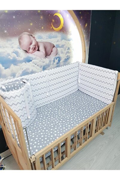 bebek_iklimi طقم واقي سرير أطفال مقاس 60 × 120 بنمط متعرج ناعم 4 قطع