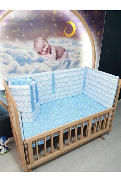 bebek_iklimi طقم واقي سرير أطفال مقاس 60 × 120 بنمط متعرج ناعم 4 قطع