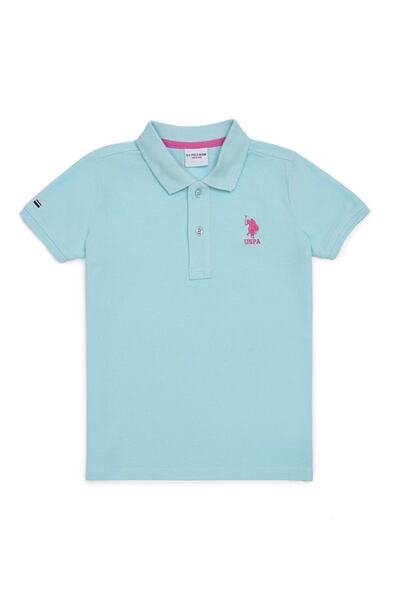 U.S. Polo Assn. Μπλουζάκι αγοριού τιρκουάζ πόλο με λαιμόκοψη