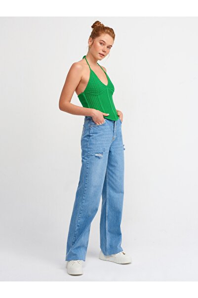 Dilvin قميص داخلي برقبة رسن أخضر