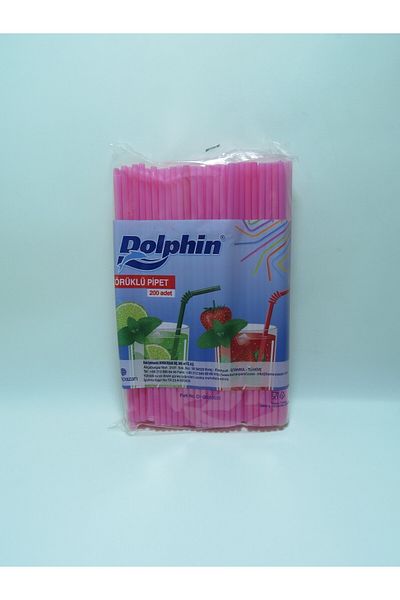 Dolphin 200 Pieces of Bellows Straws 22cm