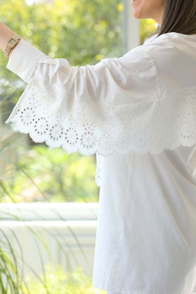 Suzi butik Γυναικείο πουκάμισο μεγάλου μεγέθους με λεπτομέρεια λευκής πλάτης