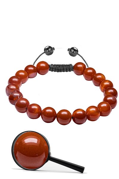 Tesbih Atölyesi Aaa Quality Certified Natural Red Yemen Agate Stone Bracelet