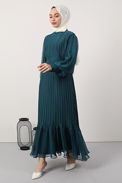 Giza Giyim Πλισέ Janjan Βραδινό Φόρεμα Emerald