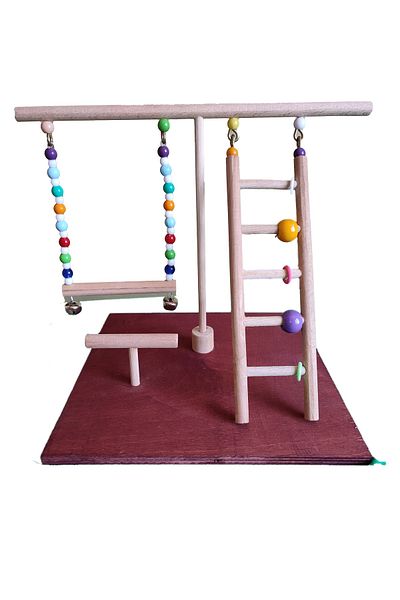 Wooden Bird ملعب الببغاء الملون (بني)