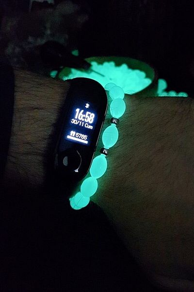 The Collection Glow in the Dark Green Phosphorescent Cat's Eye Powder Amber Bracelet