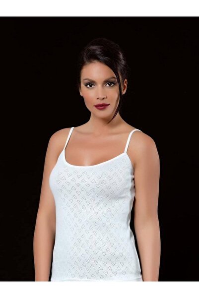 İki Yıldız Tricou alb pentru femei, cu curele din frânghie, cu nervuri de tra...