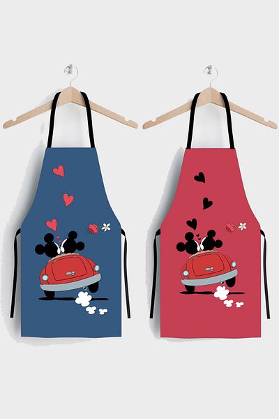 AYSHOME Ays Home New Love Double Kitchen Apron Set