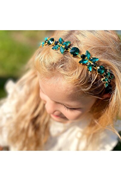 QUEEN AKSESUAR Coroană de lux din metal cu piatră de cristal, cu flori de flu...