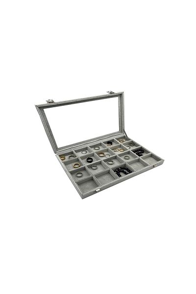 İmpala Kutu 20 Compartments Jewelry Material Box Suede Coated Compartment Box
