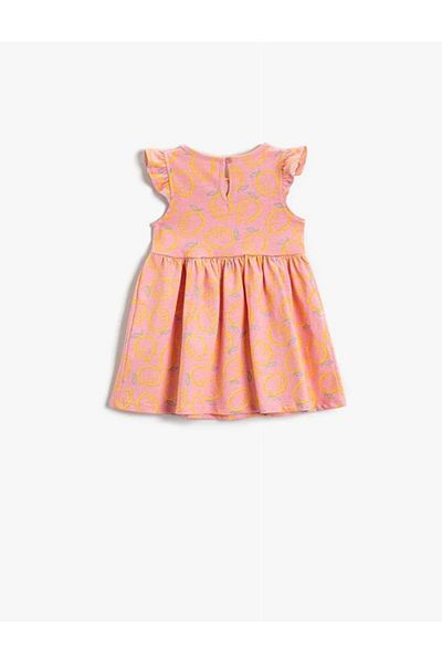 Koton Baby Girl Lemon Printed Sleeveless Dress Crew Neck Cotton