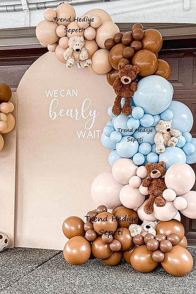 Trend Hediye Sepeti Pastel Blue Caramel Sea Sand 100 Pieces Balloon Chain Retro