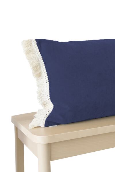 RİTMOHOME Tasseled Fringed Scandinavian Marine Throw Pillow Case Navy Blue